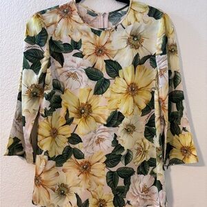 Dolce & Gabbana Silk Camelia Print Blouse Size 44 100% Silk